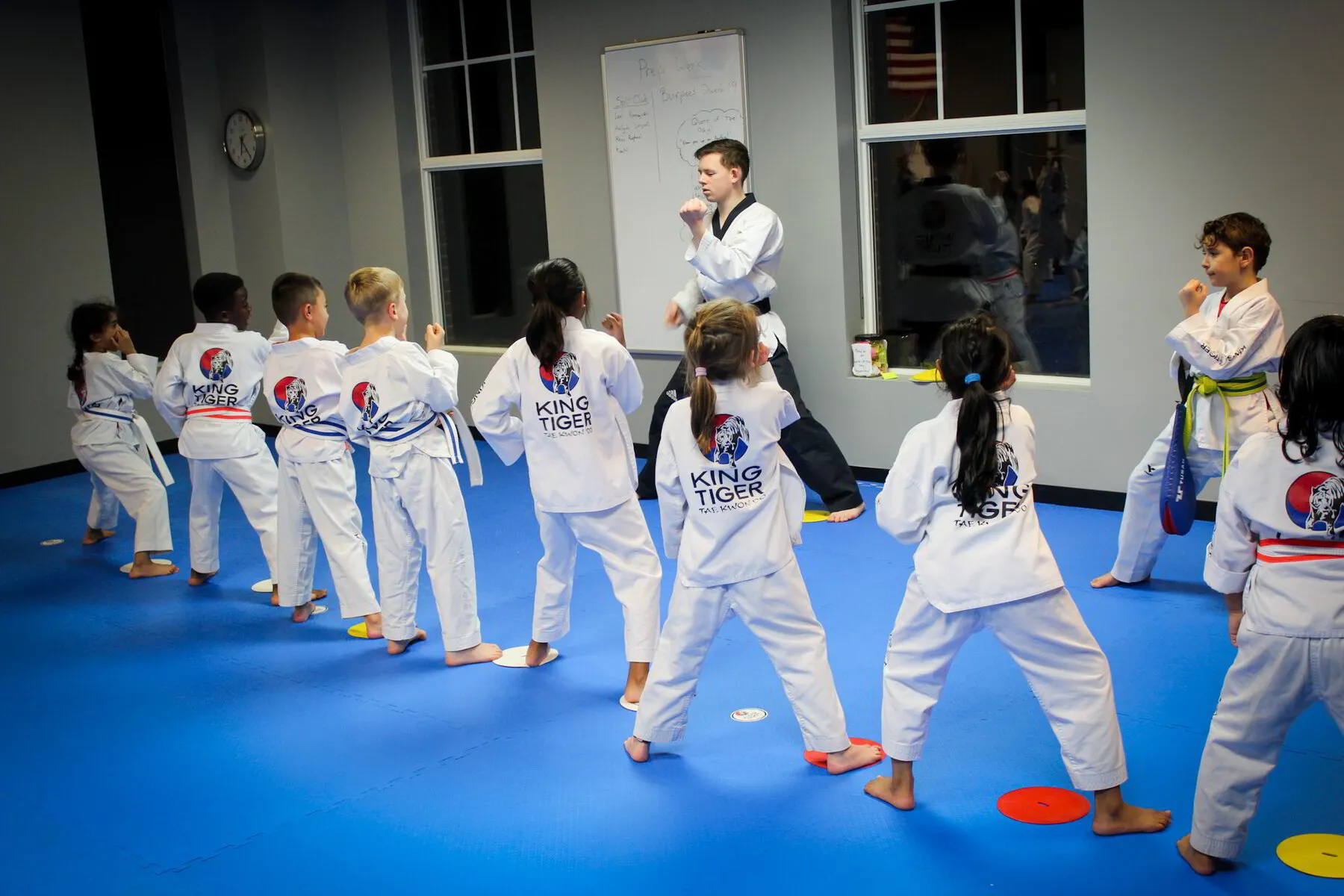King Tiger students concentrating during a group drill